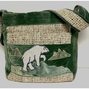 Handmade Applique handbag‎ in AK  purse bag tote crossbody fabric polar bear
